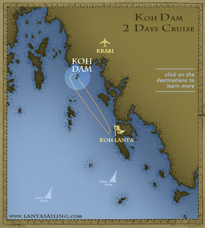 Map of 3 days sailing itinerary to Koh Hong