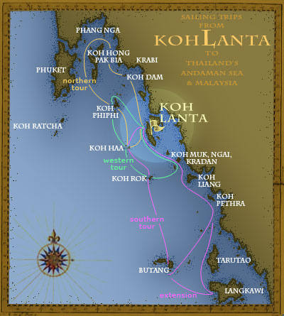 Overnight sailing destinations around Koh Lanta