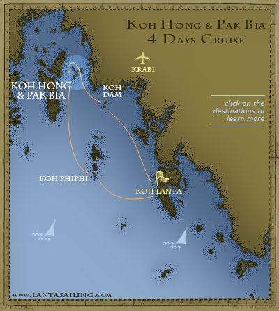 Map of 5 days sailing itinerary to Koh Hong