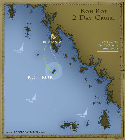 Map of 2 days sailing itinerary to Koh Rok